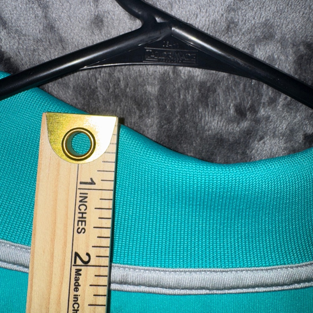 Slazenger Mens XL Golf Polo Shirt Teal Green Striped Performance Short Sleeve - Picture 11 of 12